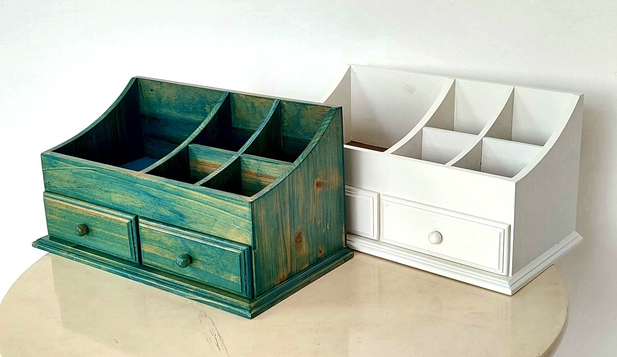 Hộp Gỗ Để Nữ Trang Nhiều Màu, Mỹ Phẩm Loại Lớn 34x18cm, Kệ Gỗ Đa Năng Có Hộc - Hàng VN Xuất Khẩu