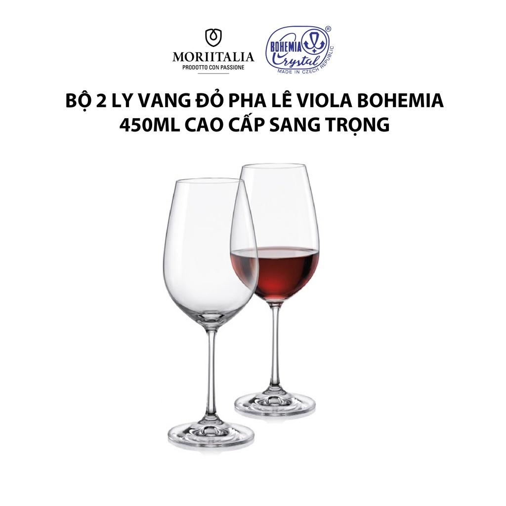 Bộ 2 ly vang đỏ pha lê hàng chính hãng Viola Bohemia 450ml cao cấp sang trọng B40729-450101A2