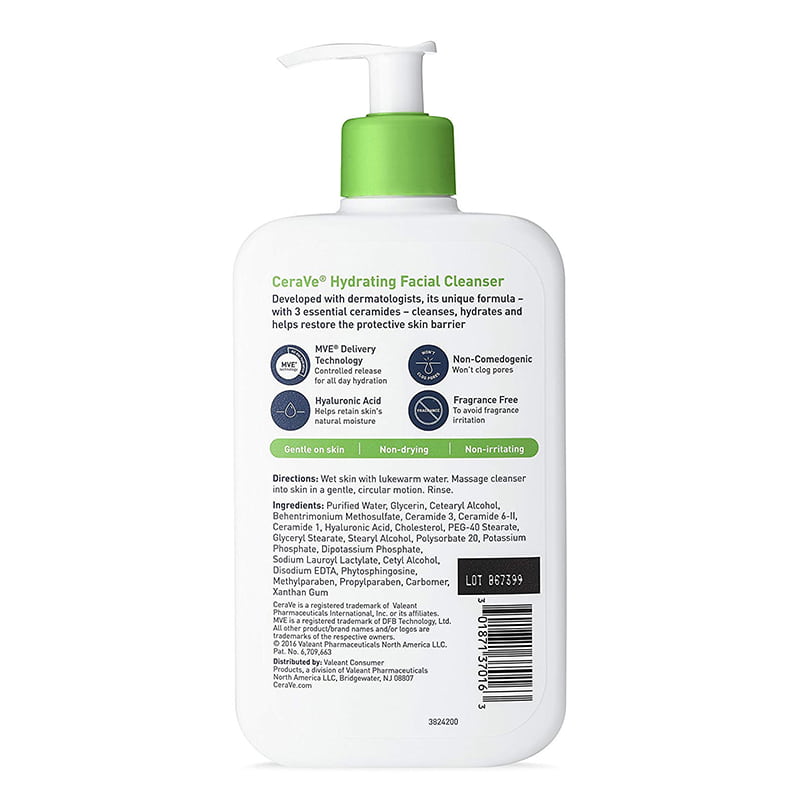 Sữa rửa mặt dưỡng ẩm dành cho da thường đến da khô Cerave Hydrating Facial Cleanser - Mỹ