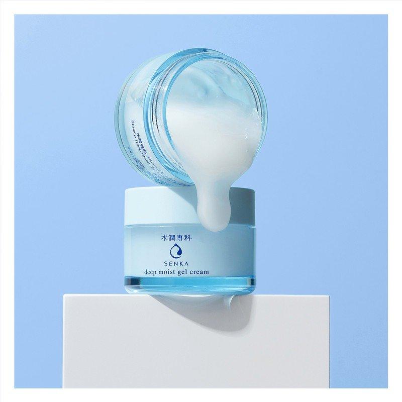 Kem dưỡng cấp ẩm chuyên sâu dạng gel - Senka deep moist gel cream tặng mặt nạ giấy nén Miniso