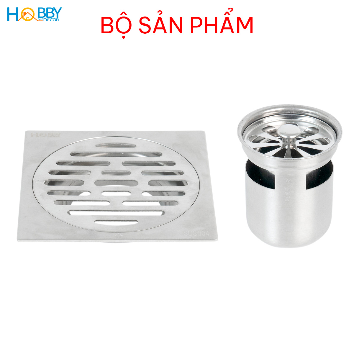 Phễu thoát sàn ngăn mùi hôi inox 304 size 12x12 Hobby home decor PTS1