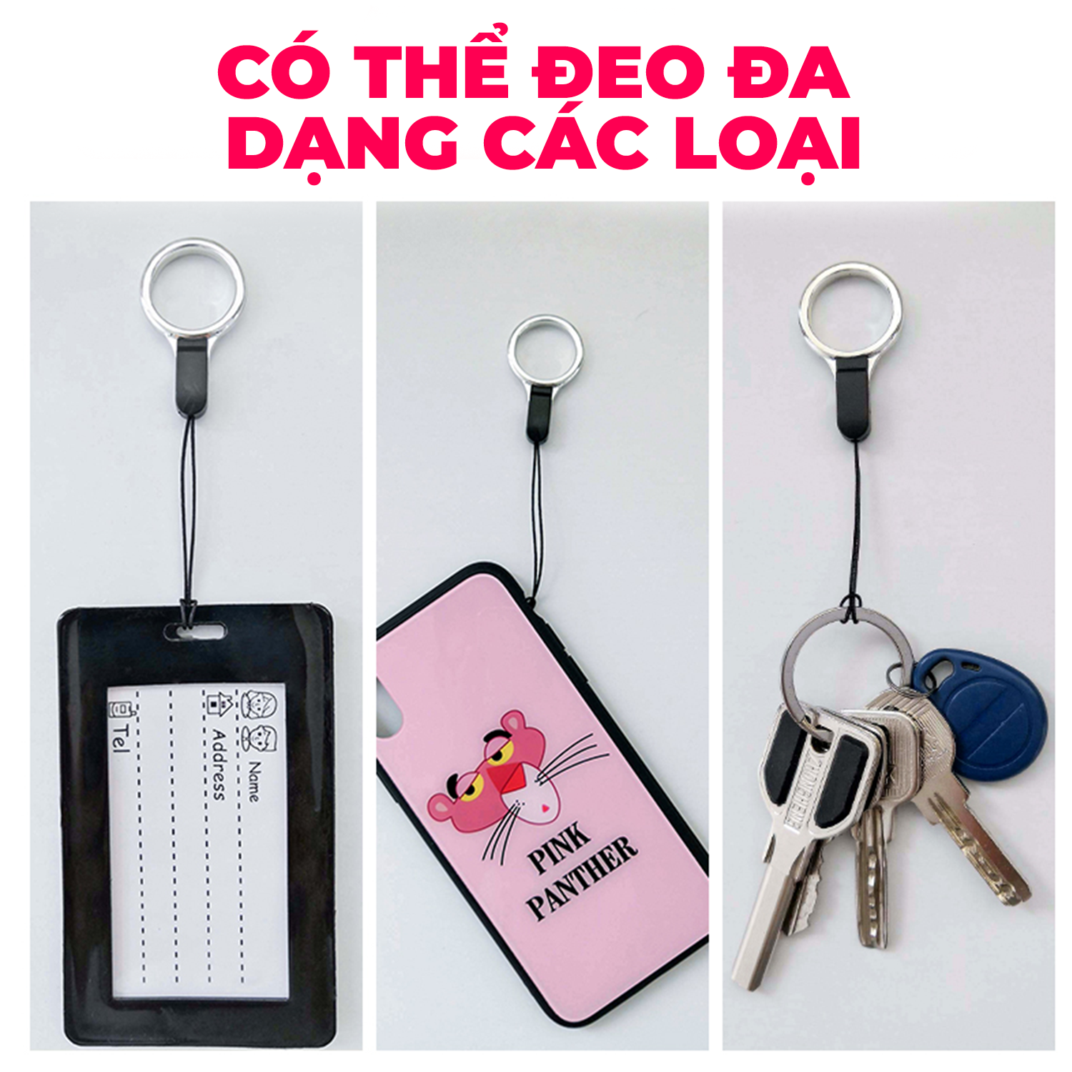 Dây đeo treo điện thoại phong cách cổ trang Strap vải mịn cao cấp - Hoa Đào Trắng