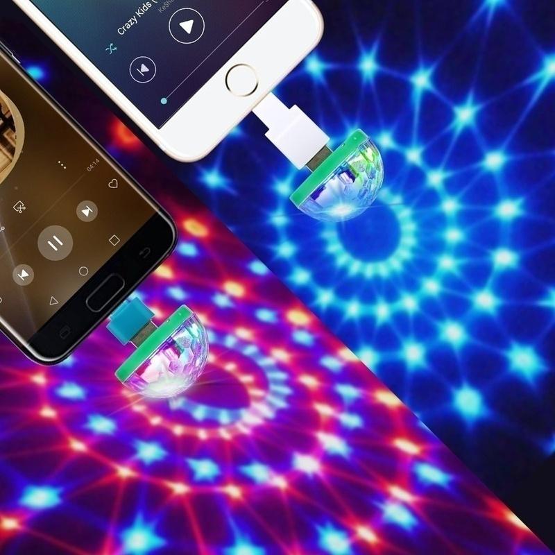 Usb Disco Ball RGB LED Sân Khấu Nhỏ Bóng Ma Thuật Nhiều Màu Sắc Bóng Tự Động Xoay Pha DJ Câu Lạc Bộ Đảng Bóng Đèn LED