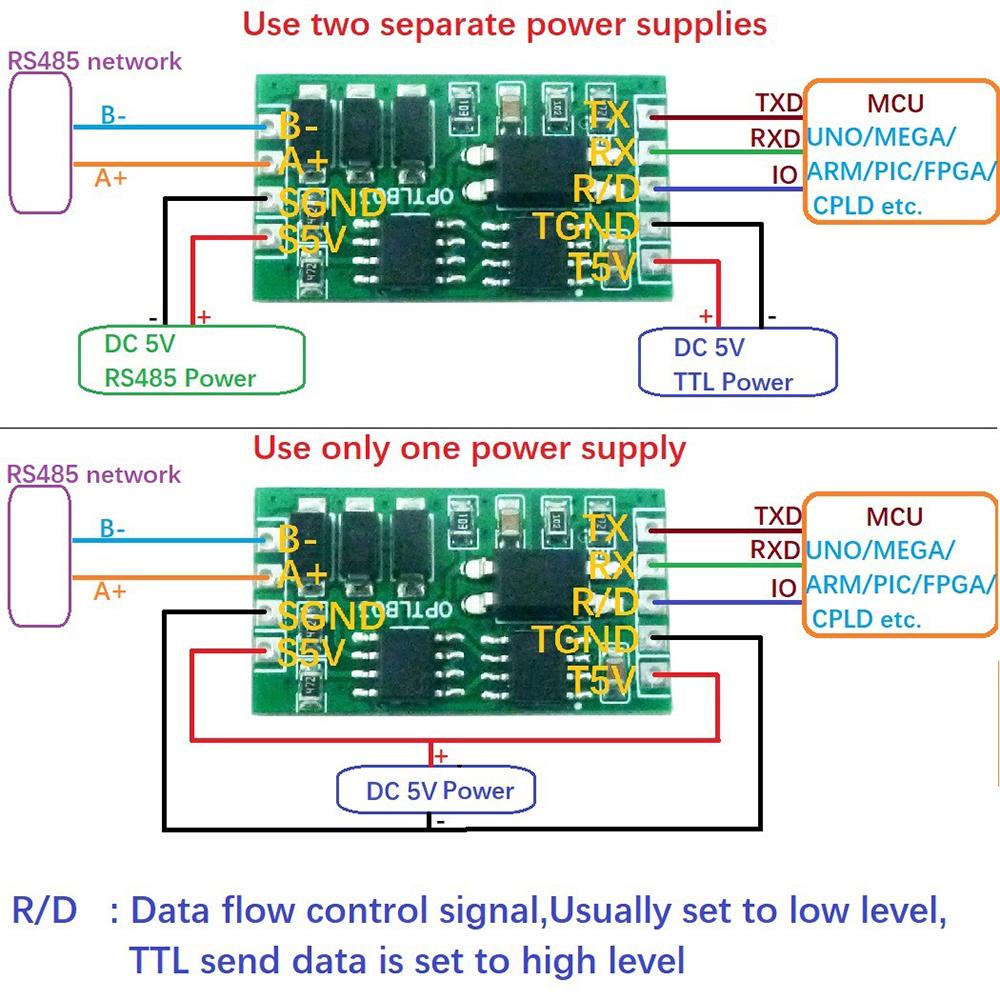 Cấp công nghiệp RS485 đến TTL232 UART Mô-đun bảo vệ chống sét truyền thông biệt lập cho PLC MCU FPGA