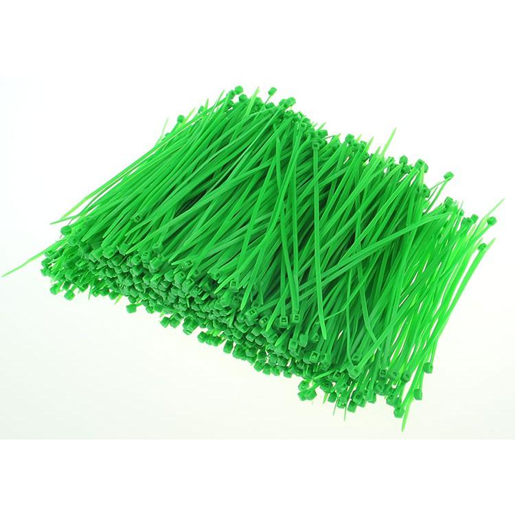 Túi 100 dây rút, dây thít nhựa màu xanh chuyên dùng trang trí thảm cỏ, cây lá giả treo tường