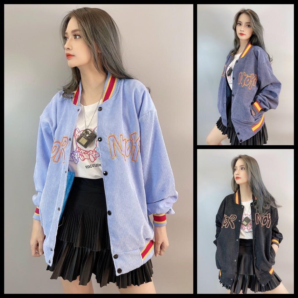 Áo Khoác Bomber Jackets Kaki Nhung Tăm Thêu IAOR Form Rộng Nam Nữ Unisex HOT TREND