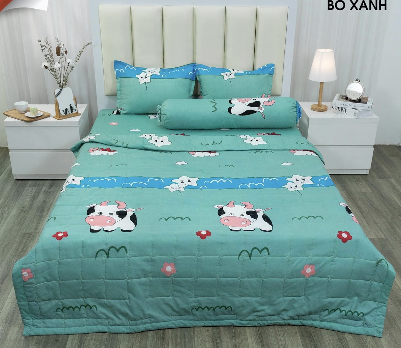 Trọn Bộ Chăn Ga Gối Hè Thu 5 Món Cotton Poly