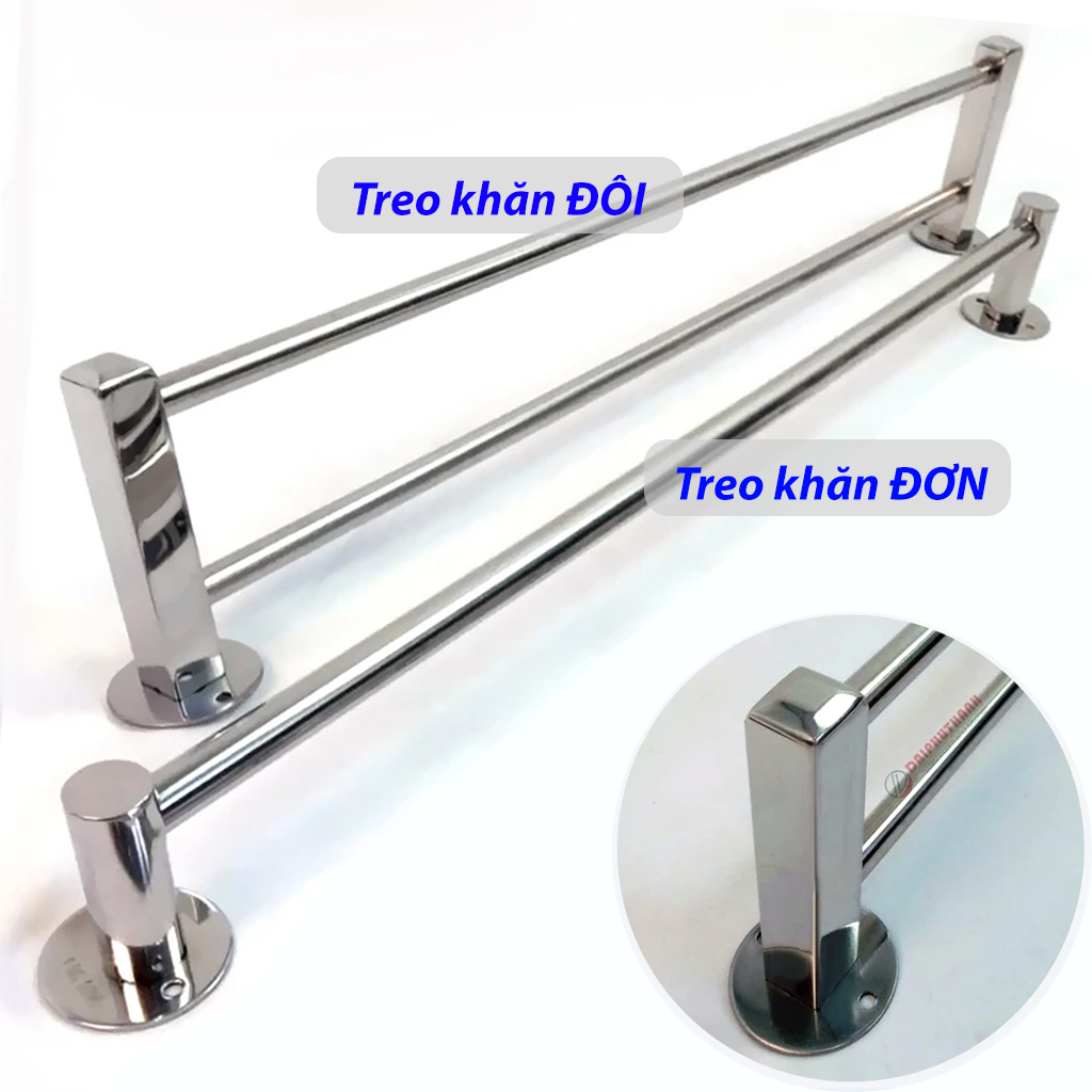 Giá Treo Khăn Treo Quần Áo Inox SUS304 Nhiều Mẫu - Kiểu thanh treo đơn hoặc 2 thanh đôi
