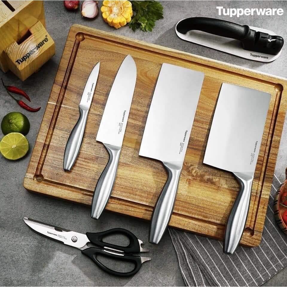 Bộ 4 dao, 1 kéo Tupperware Pro Asian Knife kèm đế kê