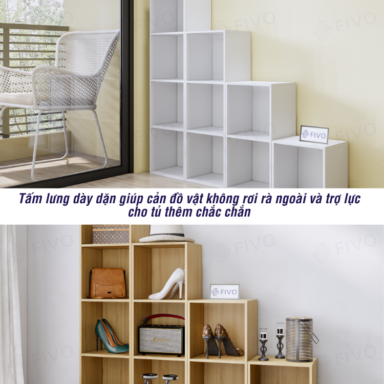 Kệ Gỗ Đa Năng Tổ Ong Chất Liệu MDF FIVO FB01 Màu Vân Gỗ, Có Tấm Lưng Dày Dặn, Đa Tầng Để Đồ Tiện Lợi - Hàng Chính Hãng