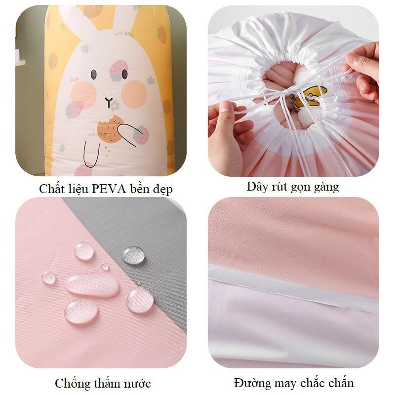 Túi vải đựng quần áo, chăn màn cỡ lớn PEVA không thấm nước dây rút tiện lợi