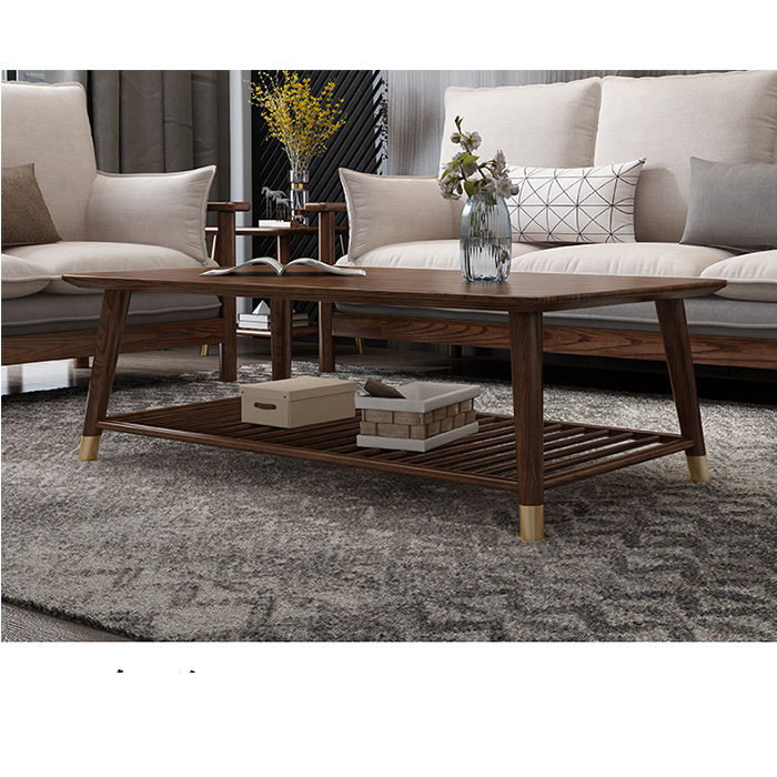 Bàn Sofa Gỗ Tự Nhiên Cổ Điển Decor Phòng Khách Đẹp 1m2 x 60cm - Bàn Trà Chữ Nhật 2 Tầng Độc Đáo