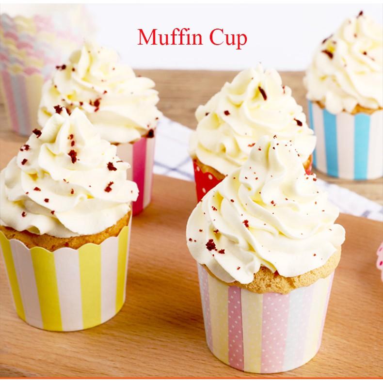 Cup giấy cứng lót nướng bánh cupcake 6cm-7cm (50 cái)