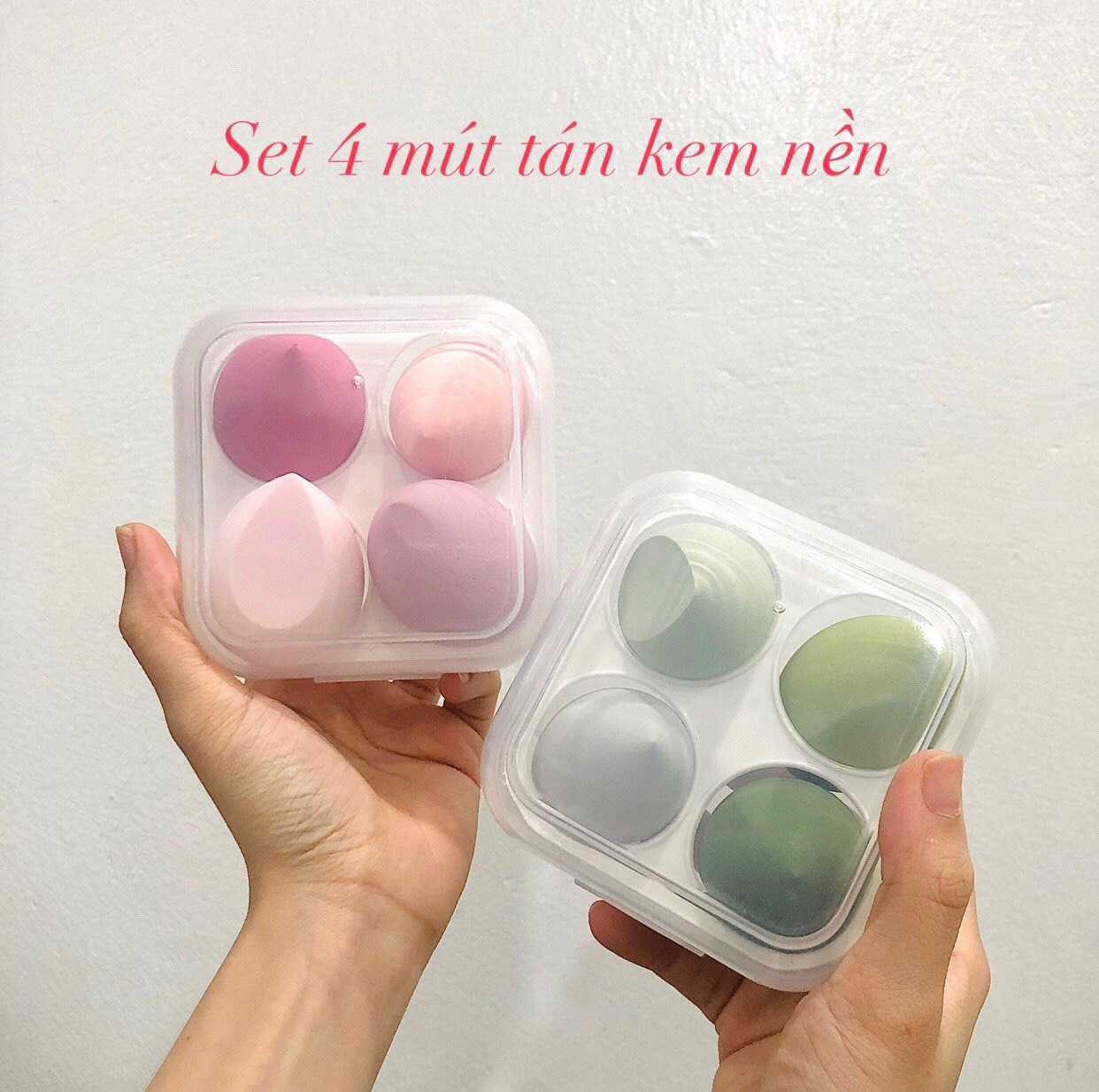 Set 4 Bông Mút Trang Điểm Siêu Mịn Kèm Hộp Đựng Cao Cấp Sang Trọng ( màu ngẫu nhiên )