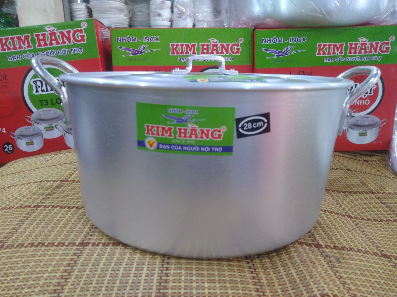 Nồi Nhôm Dày Kim Hằng Size 16, 18, 20, 22, 24, 26, 28, 30, 32, 34, 36, 38, 40, 42, 44, 50Cm - 28Cm