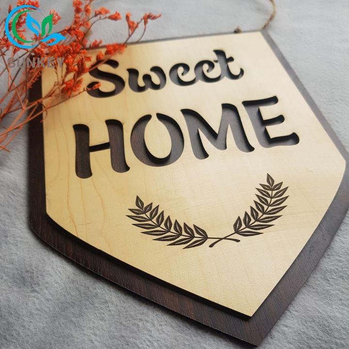 Bảng Gỗ Treo Cửa Sweet Home - Kích Thước 25x15 cm - Chất Liệu Gỗ MDF Nhập Khẩu - Trang Trí Tường