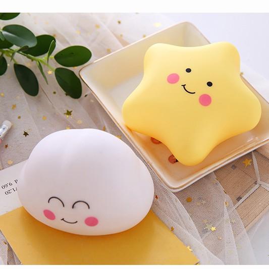 Đèn Decor Trang Trí Đèn Ngủ Cute Dễ Thương Trang Trí Phòng Ngủ LED Pin Hình Ngôi Sao Và Đám Mây 10 cm - HUMI