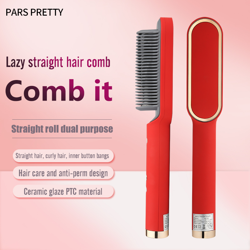 220V Heating Iron Men Beard Hair Straightener Ceramic Curler Professional Heated Comb Women Electric Hair Brush Straightener Dry