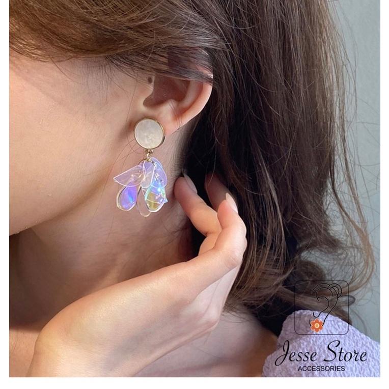 Bông tai bạc 925 7 màu jesse store J14 đá đổi màu