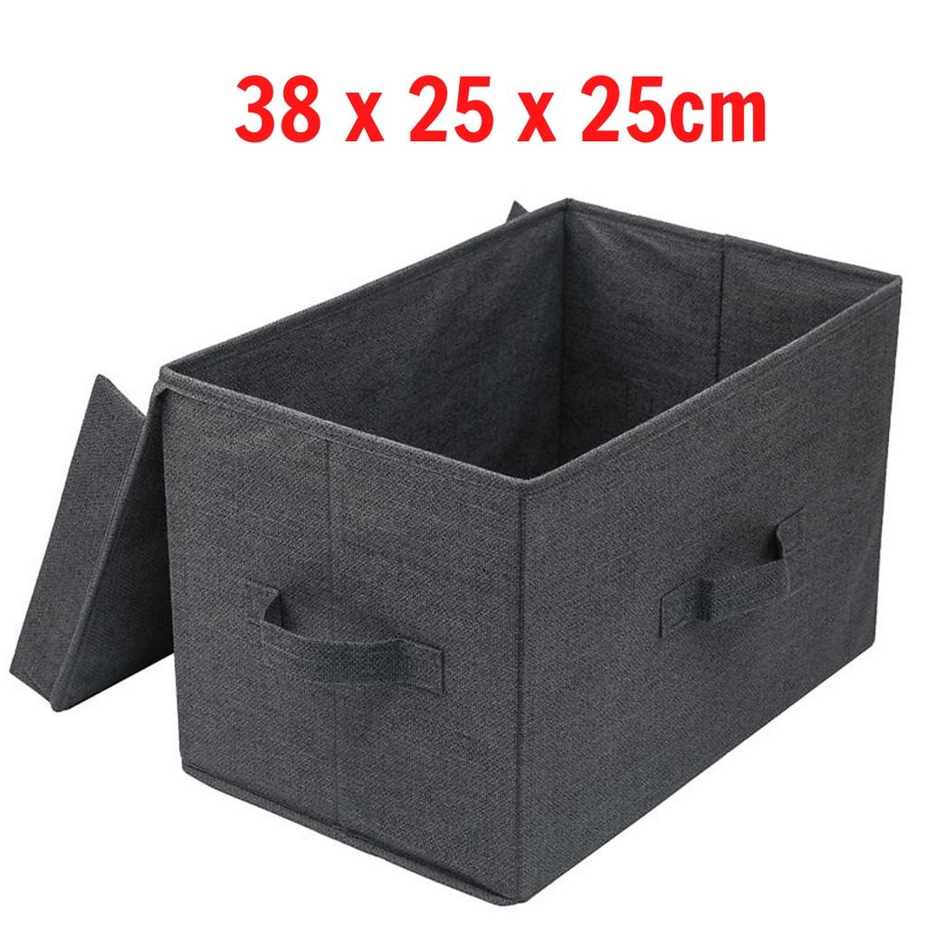 Hình ảnh Hộp tủ vải đựng đồ đa năng quần áo TD1 38x25x25cm có nắp, đựng đồ lót, đồ chơi, phụ kiện điện tử sang trọng, thanh lịch - Hãng miDoctor