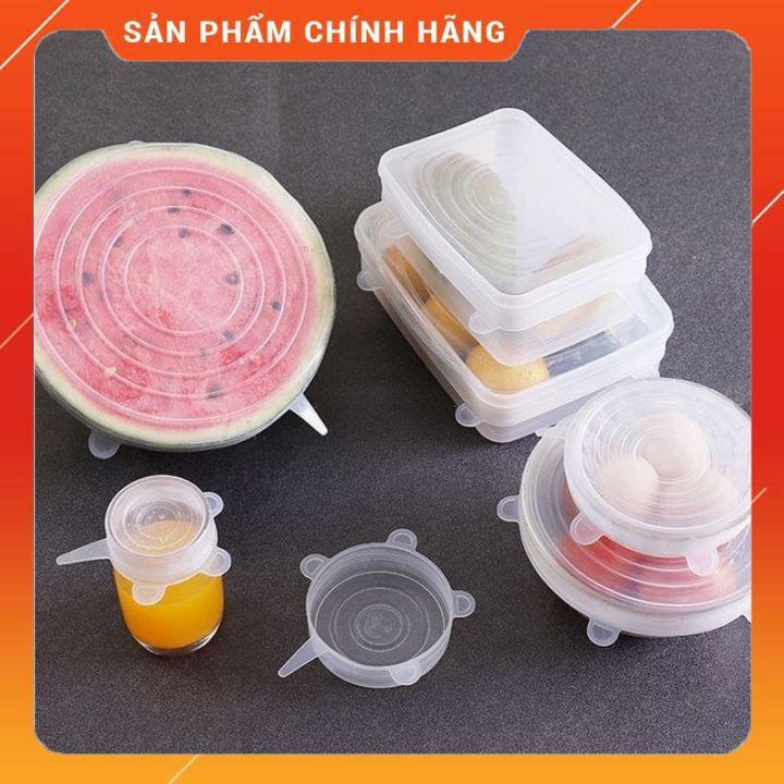 Bộ 6 nắp đậy silicon bọc thức ăn tiện lợi dễ vệ sinh