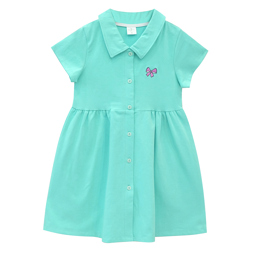 Đầm Bé Gái Cổ Sơ Mi MEEJENA Đầm Bé Gái Ngắn Tay BASIC TRƠN 100% COTTON 4 C - 1750