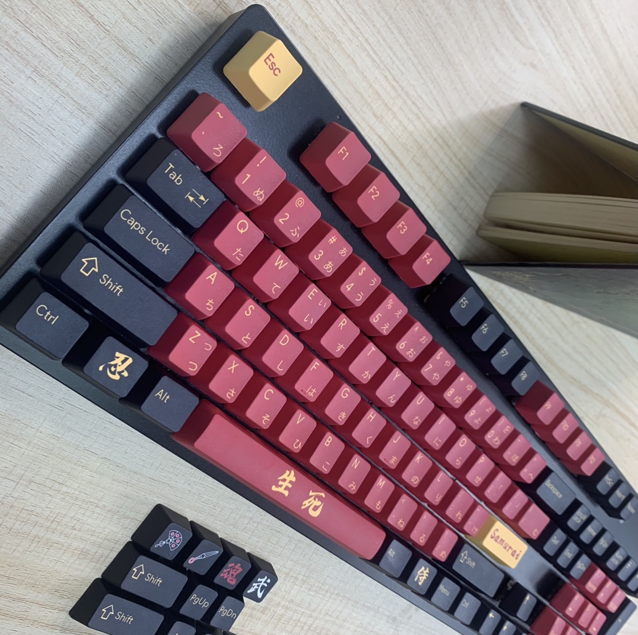 Keycap Cho Bàn Phím Cơ Nhập Khẩu SAMURAI Red Thick PBT Cherry Profile 129 Phím