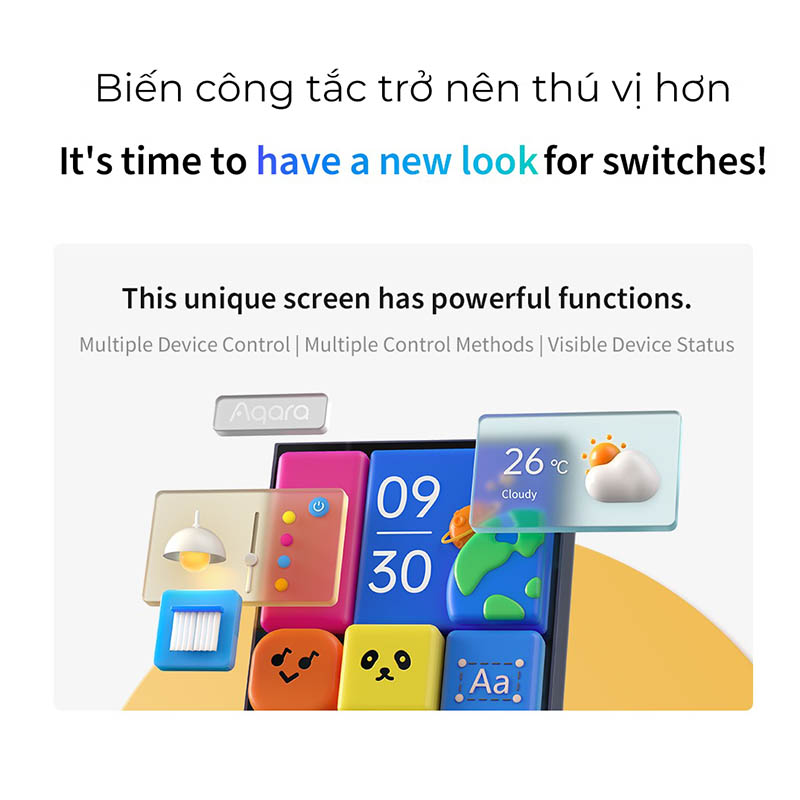 Màn hình công tắc Aqara Magic Switch S1E bản Quốc Tế , kết nối Wifi, Tương thích HomeKit, Google Assistant, Alexa, Bản Quốc Tế