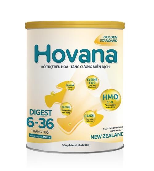 Bộ 2 Lon Sữa Bột Hovana Digest 900gr hỗ trợ tiêu hóa, tăng cường miễn dịch, tăng cân tự nhiên cho bé từ 6 - 36 tháng