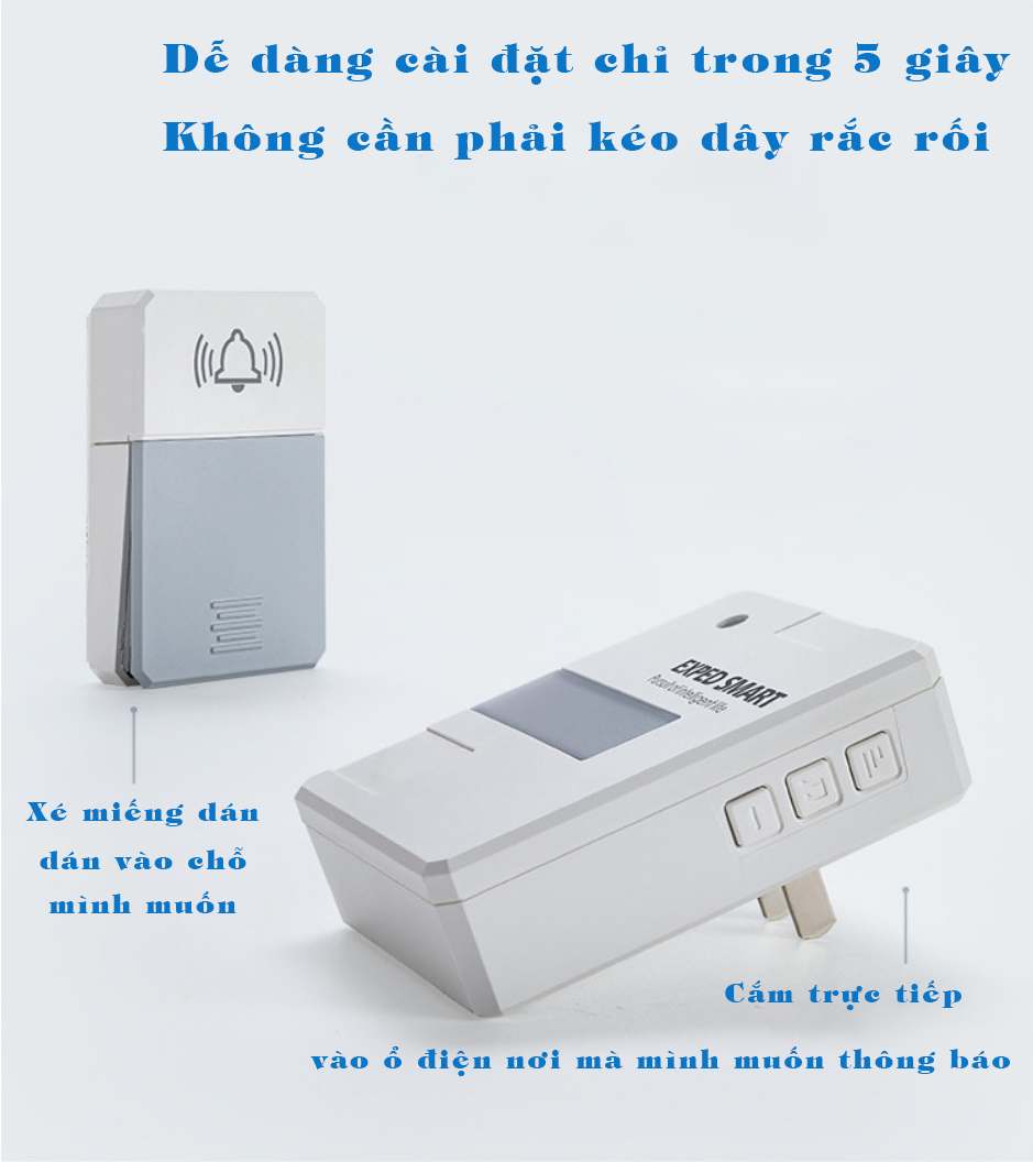 Chuông cửa Không dây Không cần dùng pin Mua 1 lần dùng mãi mãi