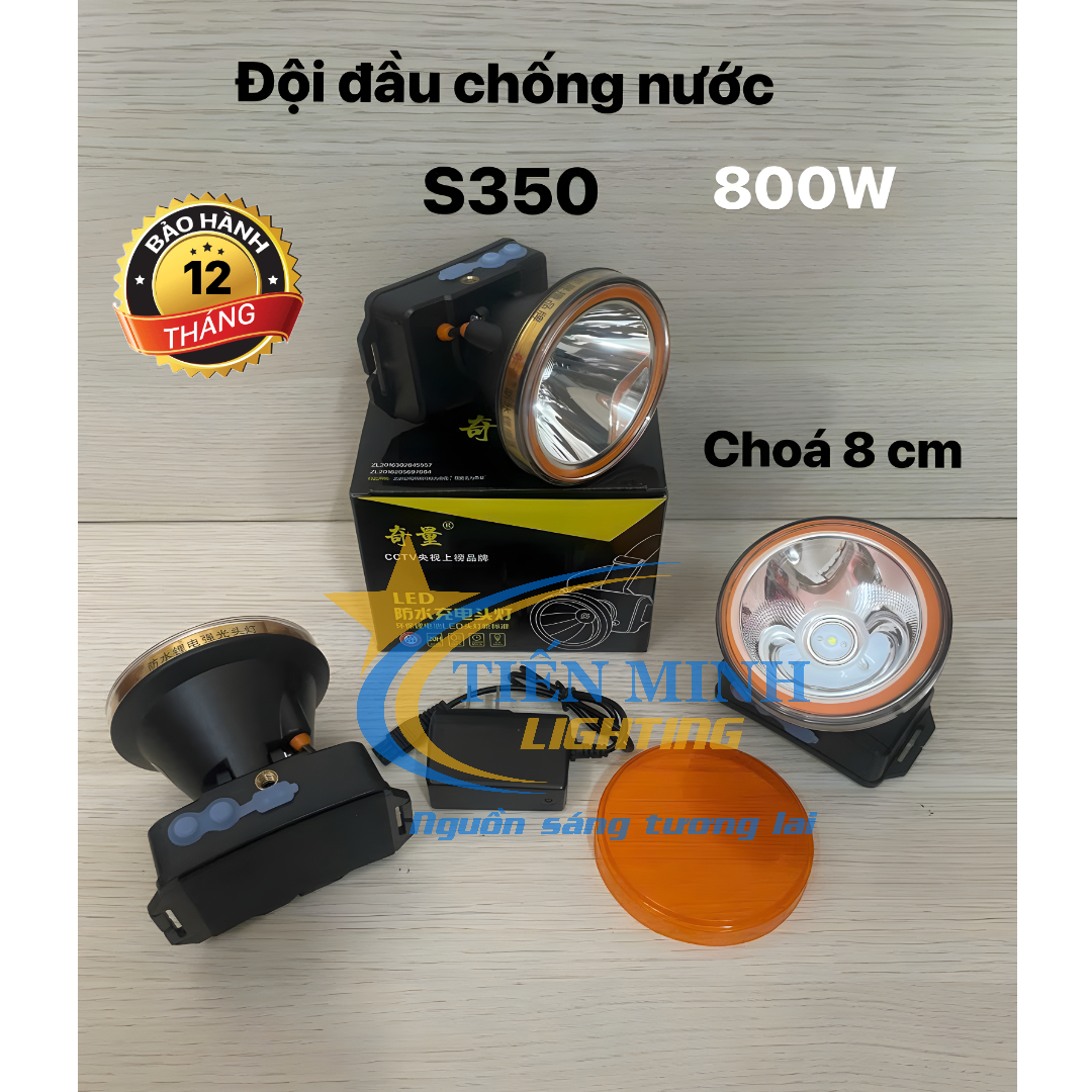 ĐÈN ĐỘI ĐẦU S350, CÔNG SUẤT LỚN 800W - ĐÈN ĐỘI CHỐNG NƯỚC - CHÓA 8cm, 3 CHẾ ĐỘ SÁNG MẠNH/VỪA/NHẤP NHÁY