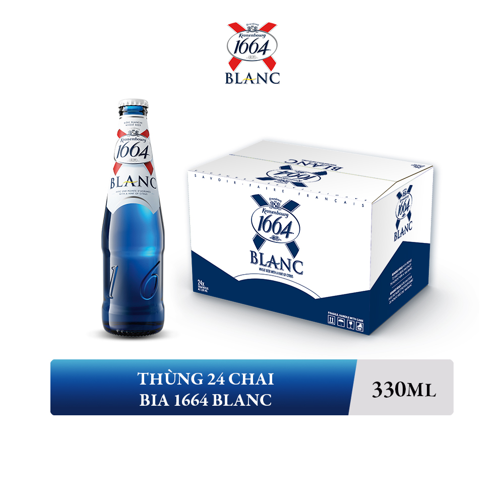 Nồng độ cồn 5% - Thùng 24 Chai bia Kronenbourg 1664 Blanc 330ml