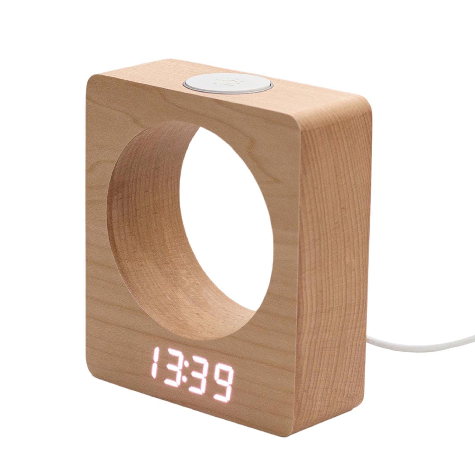Alarm Clock Wooden LED 3 Alarm Settings for Desktop Children Heavy Sleepers Adults