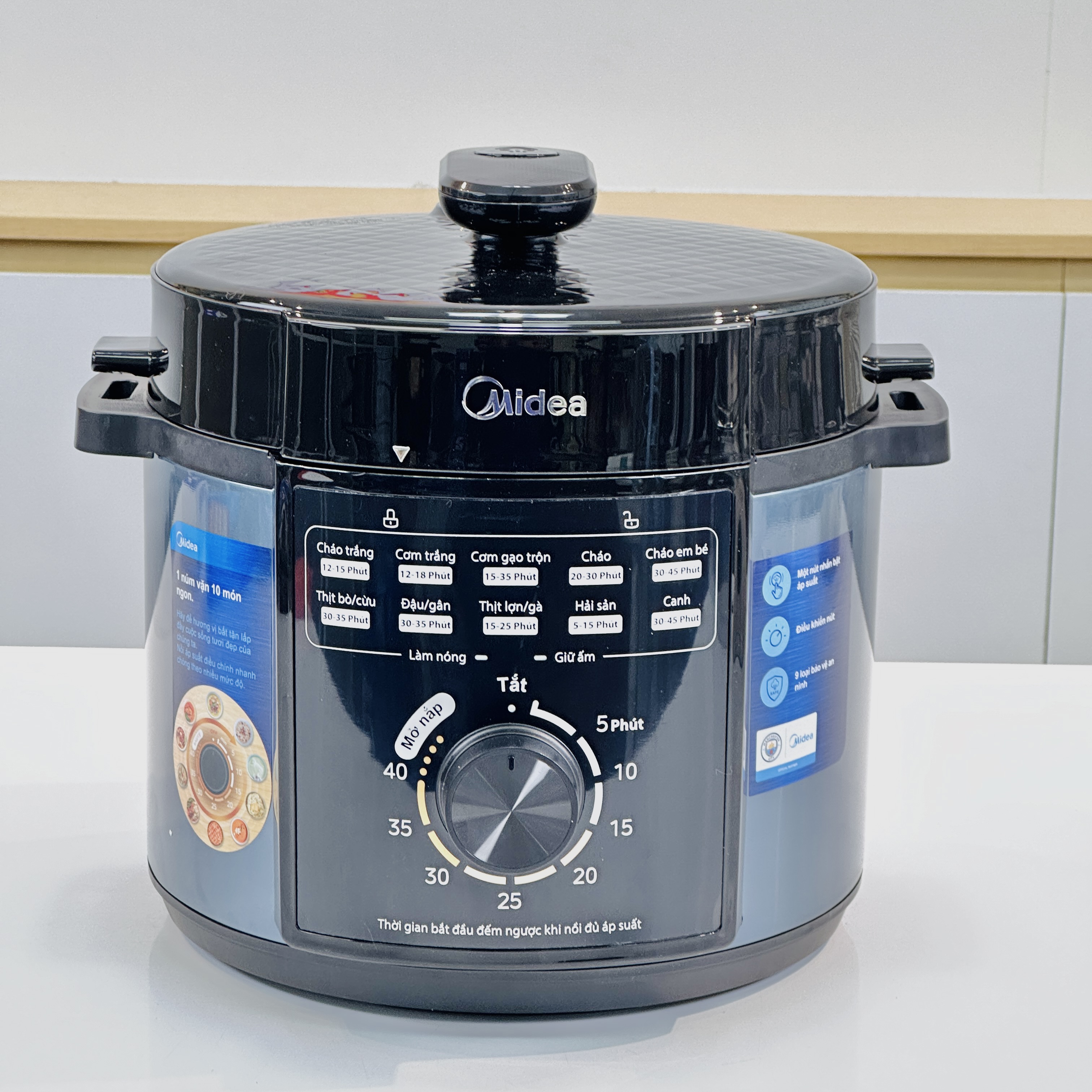 Nồi áp suất điện đa năng Midea MPM50010AMG - 5 Lít, 1000W, 10 món trong 1 núm vặn - Hàng chính hãng