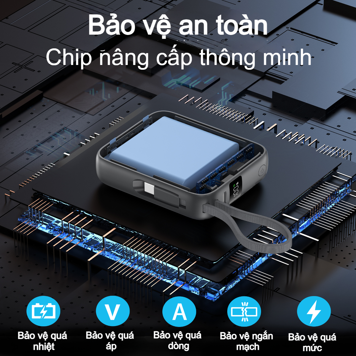 Pin dự phòng sạc nhanh công suất 35W Choetech B832 dung lượng 10000mAh tích hợp cáp sạc Type C (Hàng chính hãng)