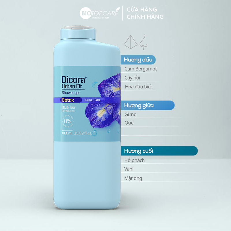 Sữa tắm detox hoa đậu biếc Dicora Urban Fit - 400ml