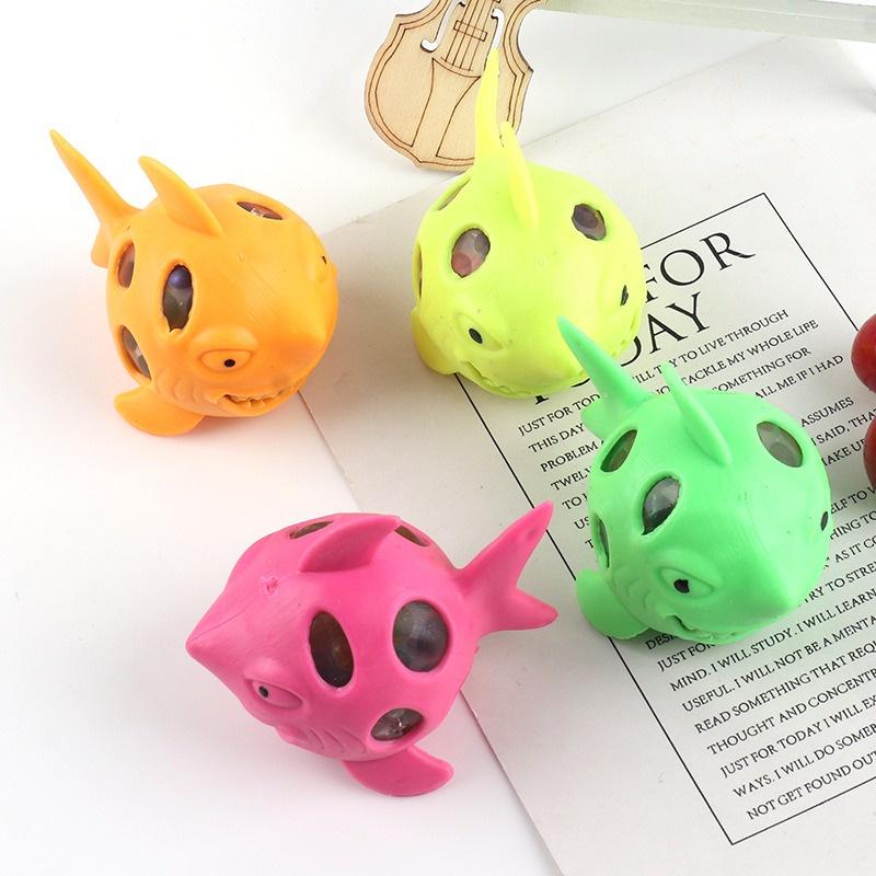 Cá mập squishy bóp ra hạt nở đồ chơi giải trí xả stress đàn hồi mềm mịn
