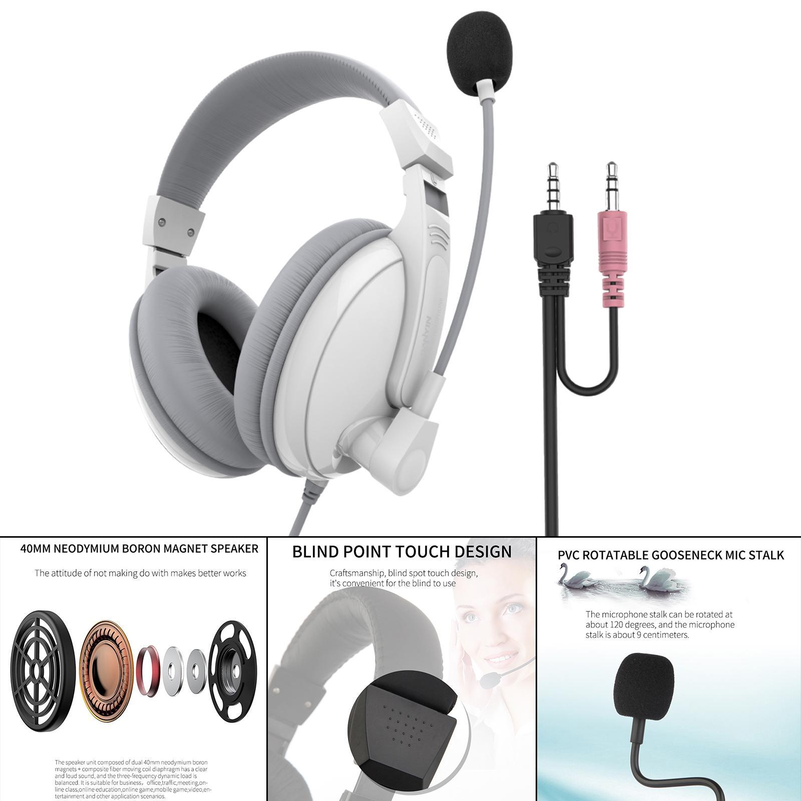 Ear Wired 3.5mm Headsets Earphone for Childrens Professional White