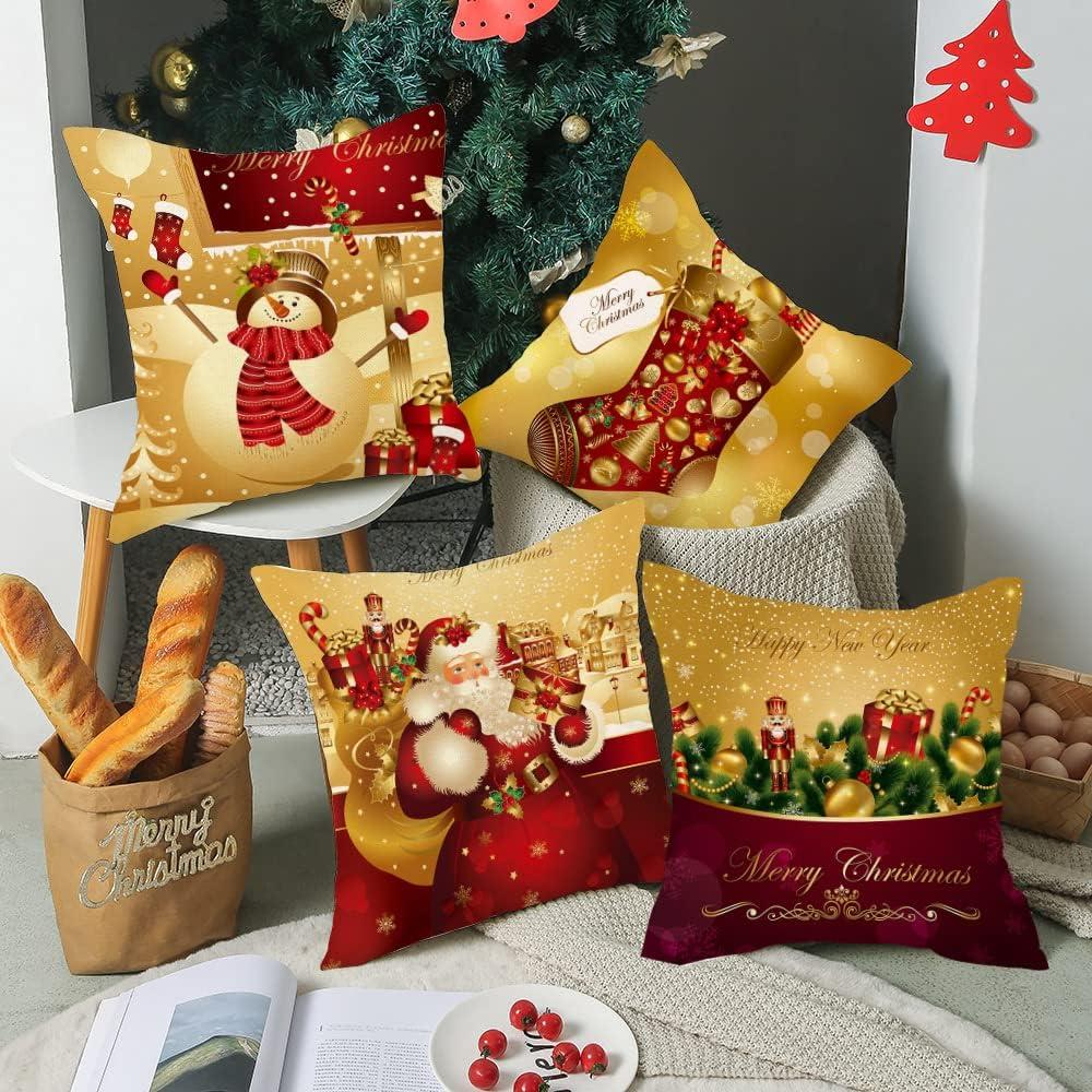 Đệm Giáng sinh bao gồm 45x45cm, rất nhiều 4 chiếc ghế sofa trang trí Giáng sinh Trang trí bông và vải lanh cho phòng ngủ ghế vườn
