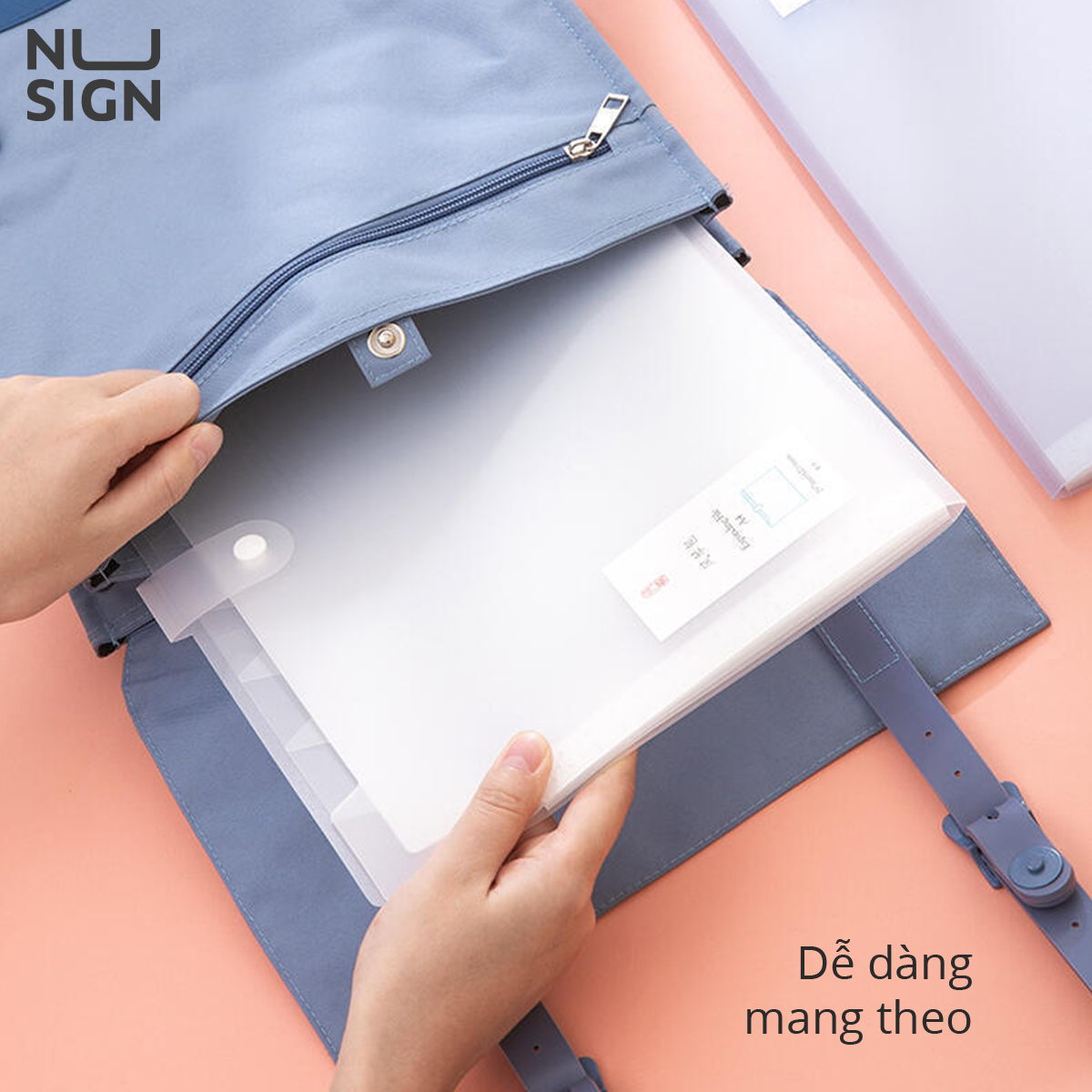 Cặp Tài Liệu Mở Rộng A4 8 Ngăn Kèm Sticker Nusign - Có Nút Cài - Phù Hợp Học Sinh Văn Phòng Lưu Trữ Tài Liệu - 5735