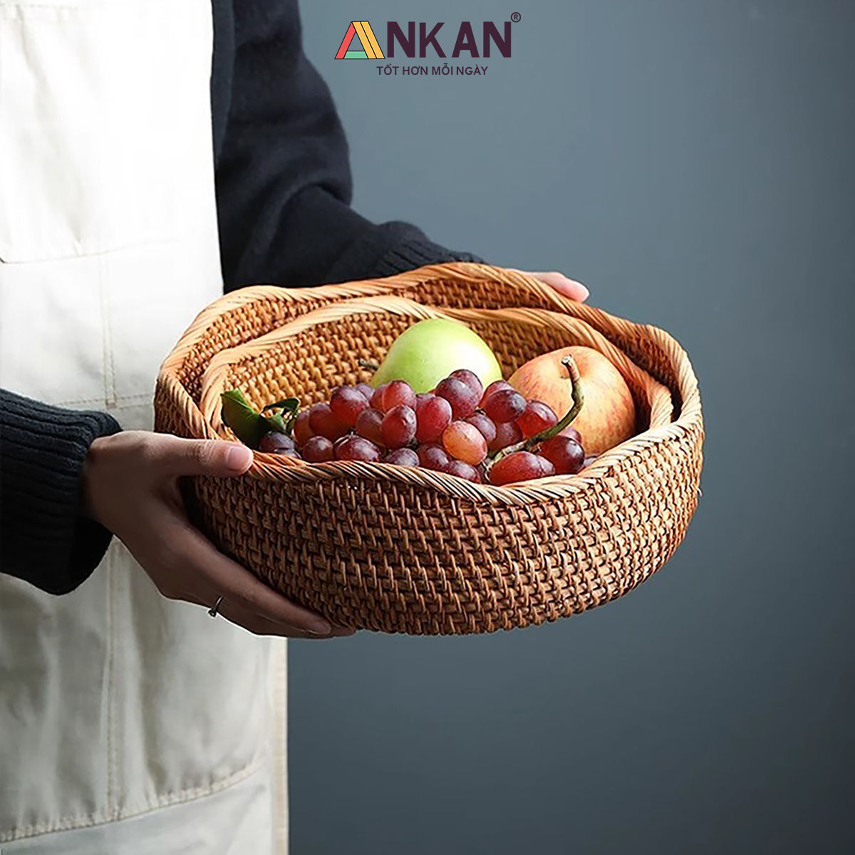 Rổ Đựng Trái Cây, Đồ Khô Chất Liệu Mây Tre Đan Thủ Công, Giỏ Đựng Đồ Decor Nhà Ăn, Phòng Khách