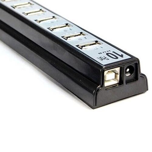 HUB chia 10 cổng Usb 2.0 + bộ chuyển đổi nguồn Us cho Pc Laptop và phụ kiện