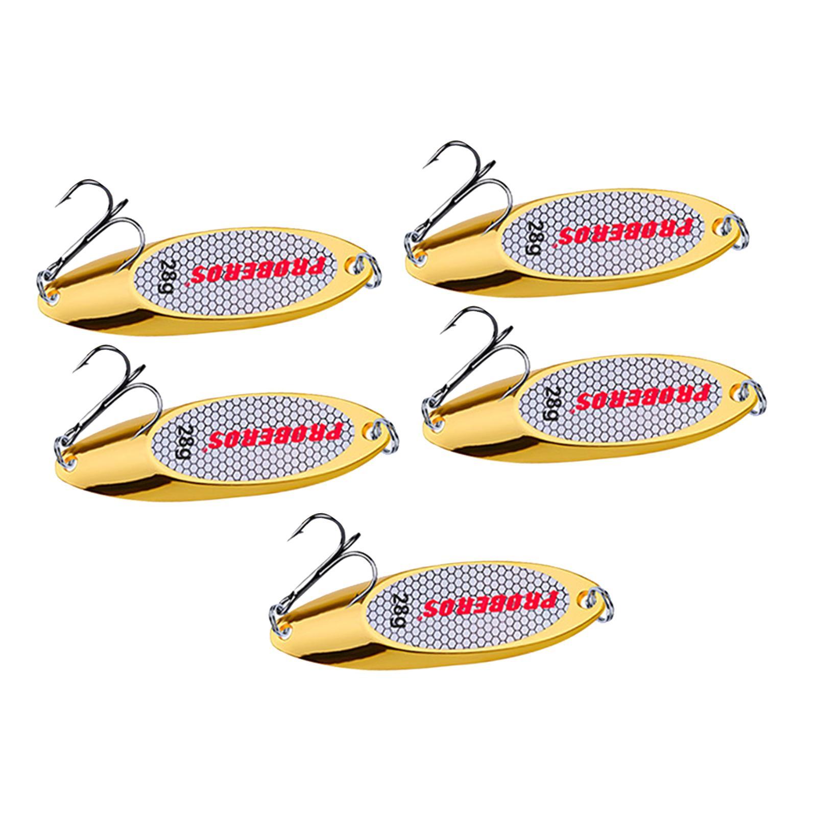 5 Pieces Fishing Spoons Lures Jigging Baits Hard with  Hooks Metal Casting Spoons Bass Baits and Lures for Trout Pike Fishing Equipment