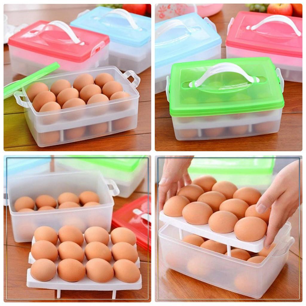 Khay đựng trứng gà có nắp 24 quả 2 tầng