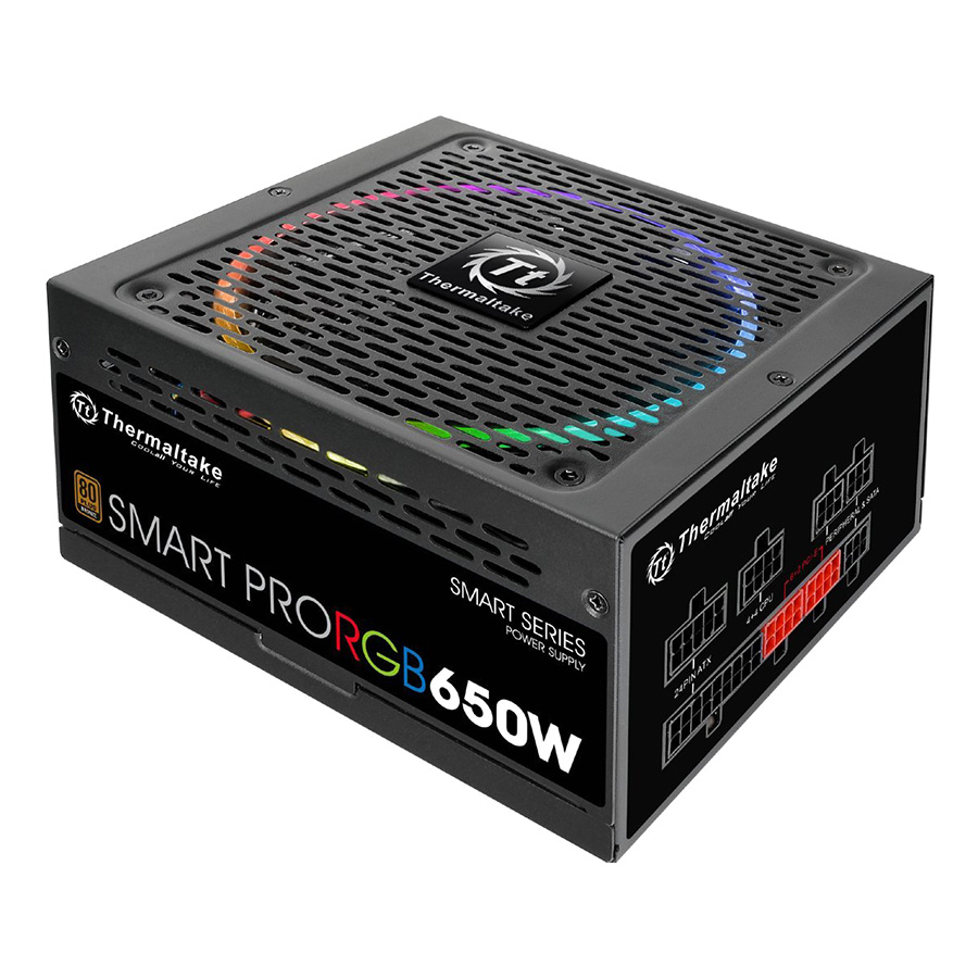 Nguồn Máy Tính PSU Thermaltake Smart Pro RGB 650W Bronze PS-SPR-0650FPCBEU-R 120mm - Hàng Chính Hãng