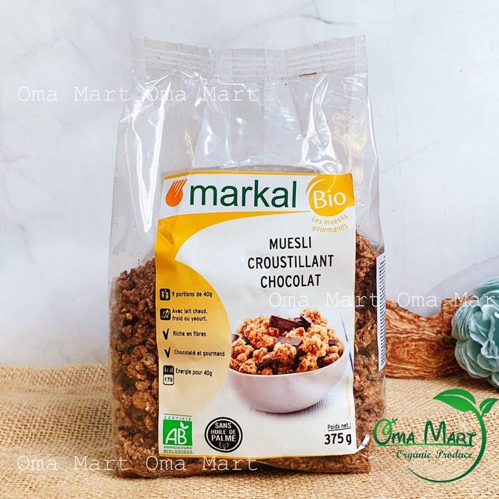 Ngũ cốc muesli giòn sô cô la hữu cơ Markal 375g