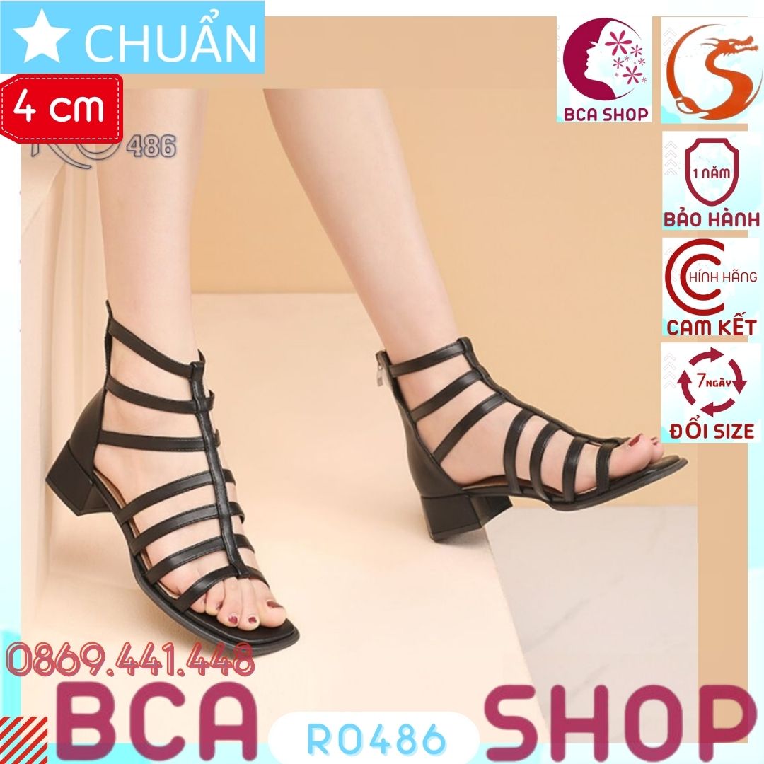 Giày Sandal Nữ Kiểu Chiến Binh 4p RO486 ROSATA tại BCASHOP Cho Cô Nàng Tự Tin Thể Hiện Cá Tính - Màu Đen