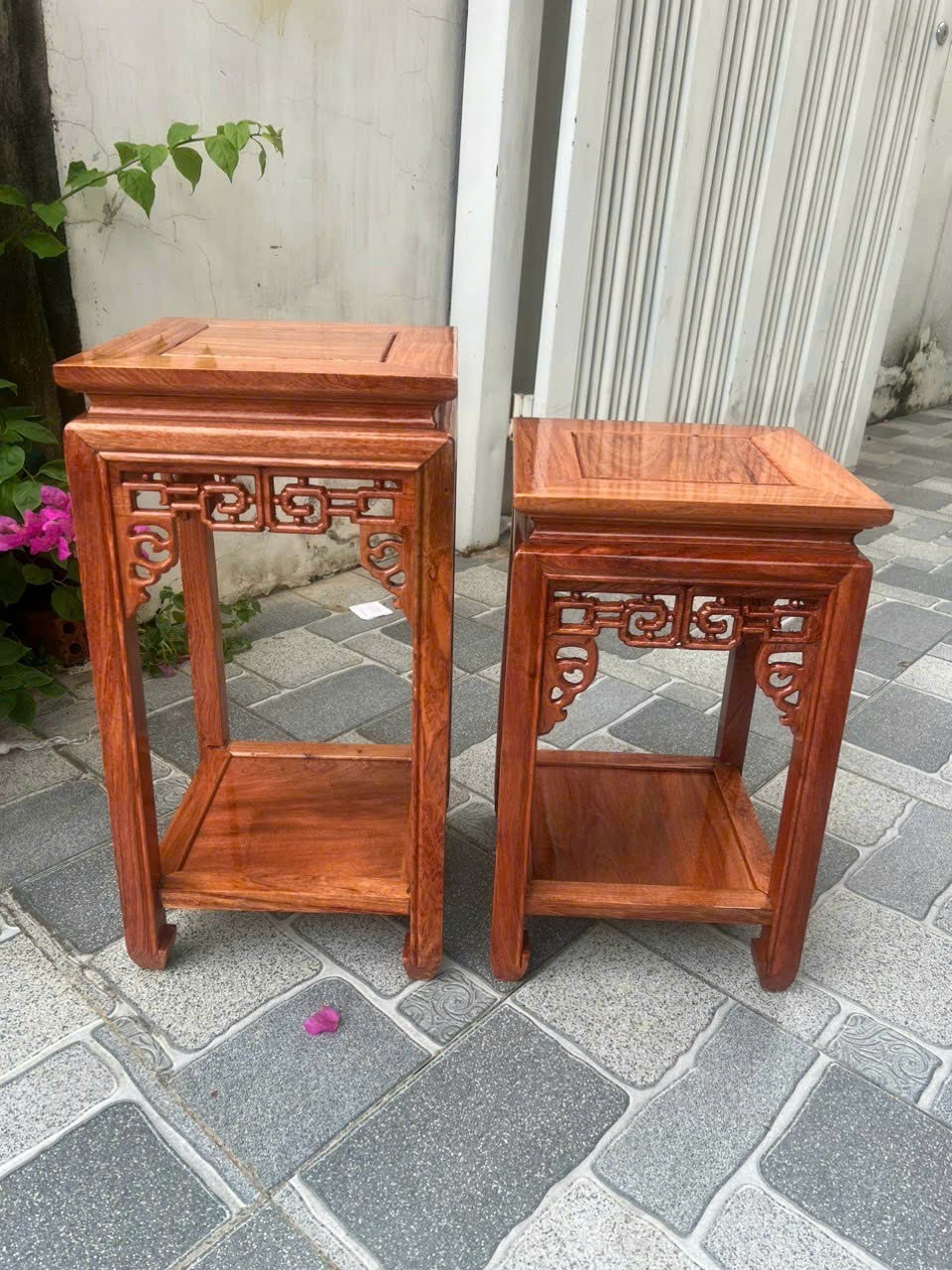 Đôn vuông trang trí phòng khách gỗ hương cao 40-50-60 cm mặt 30