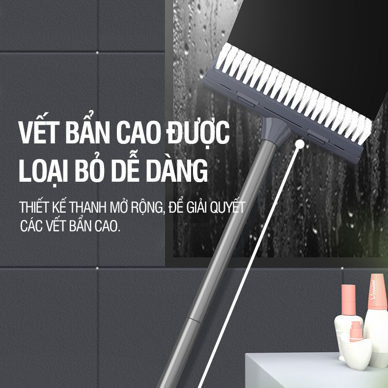 Chổi cọ nhà vệ sinh, cây chà sàn và gạt nước nhà tắm, bàn chải lông cứng cán dài Kitimop-Z2