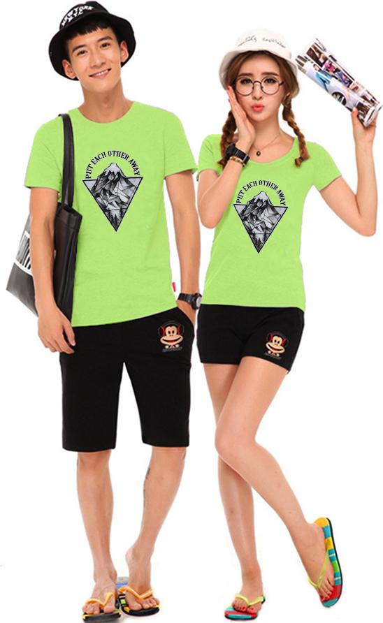 Bộ Áo Thun Đôi Nam Nữ Put Each Other Away Màu Xanh Chuối - XXL - XL